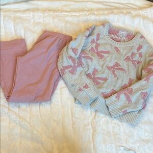 btween Pink and Cream Knit Sweater and pants